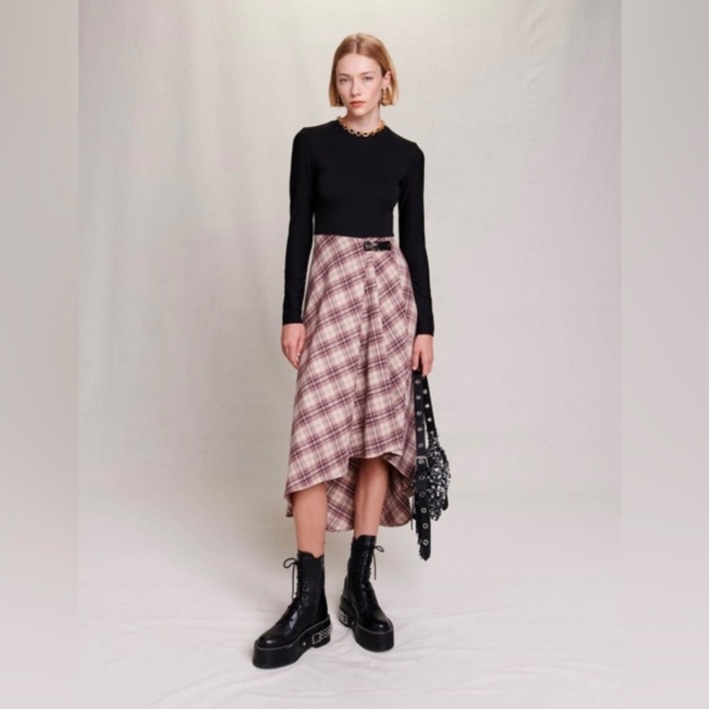 Maje Asymmetrical flannel dress NWT size 38